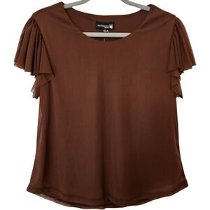 Anthony Originals Brown Sheer Mesh Fairy Blouse Size Small